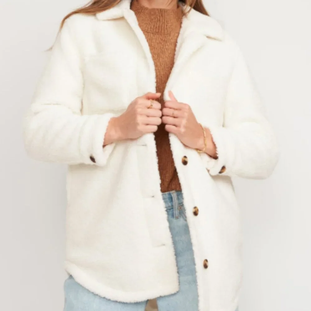 Old Navy Cozy Sherpa Shacket for Women - Picture 1 of 4